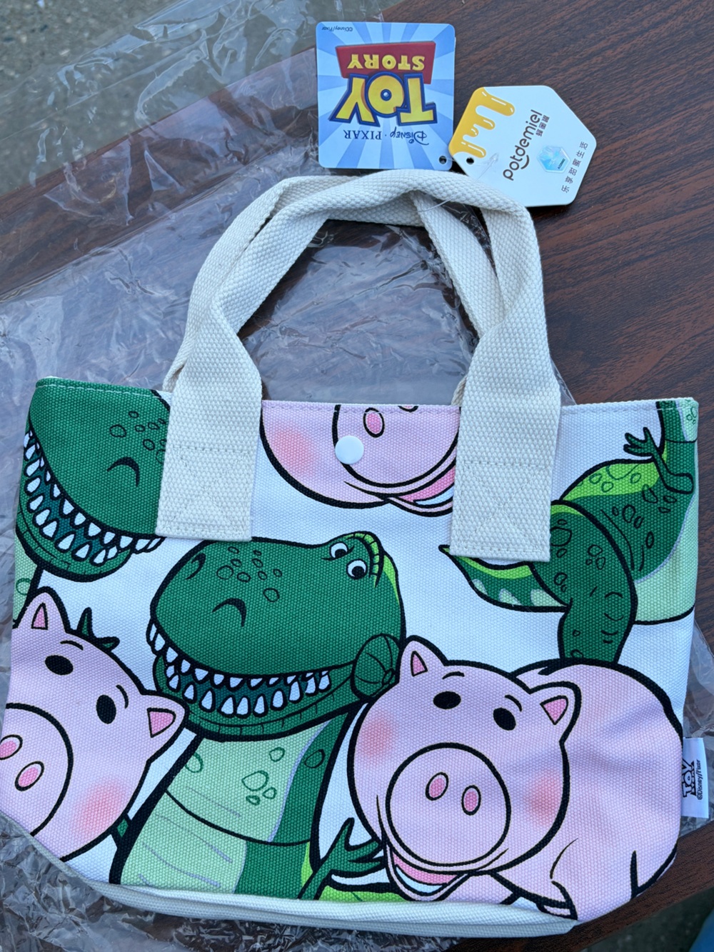 Disney Pixar Toy Story Hamm & Rex Mini Canvas Tote Handbag Potdemiel NWT